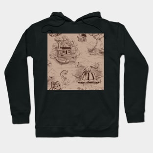 toile de jouy patterns -Lakeside Mosaic Hoodie